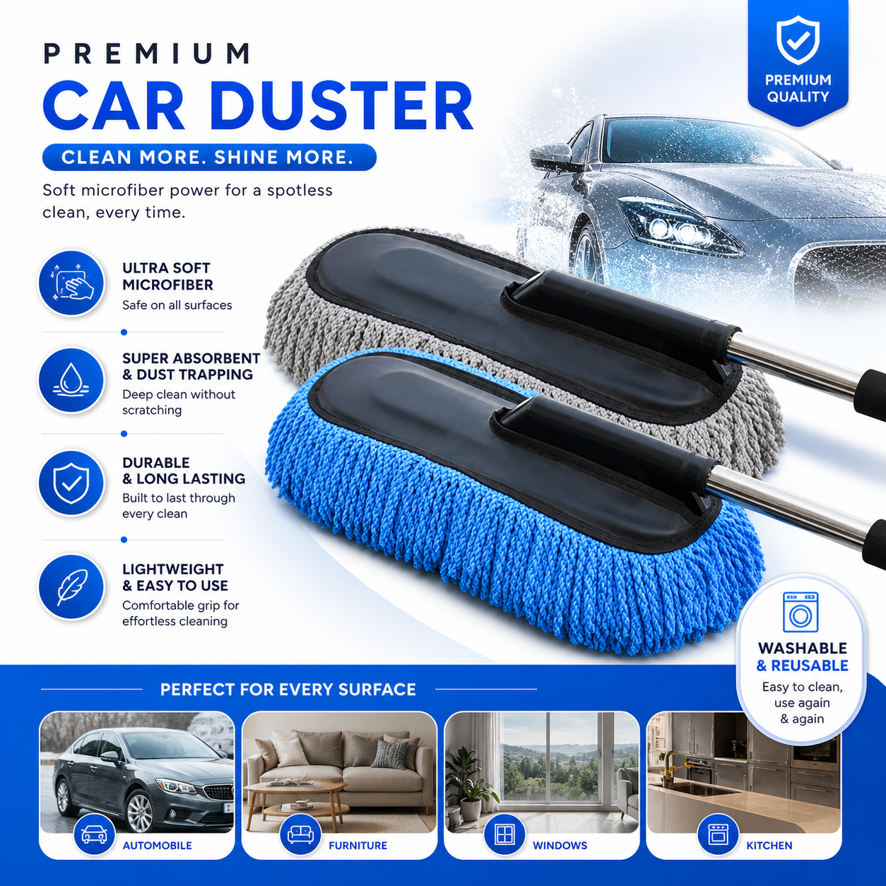 Imported Microfiber Car Duster + FREE Microfiber Cloth + 🎁Rs.400 Gift Voucher + Free Delivery📦