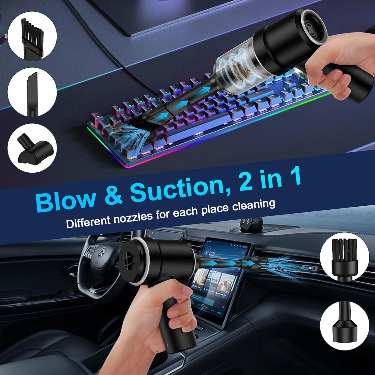 3 In 1 Portable Car Vacuum Cleaner