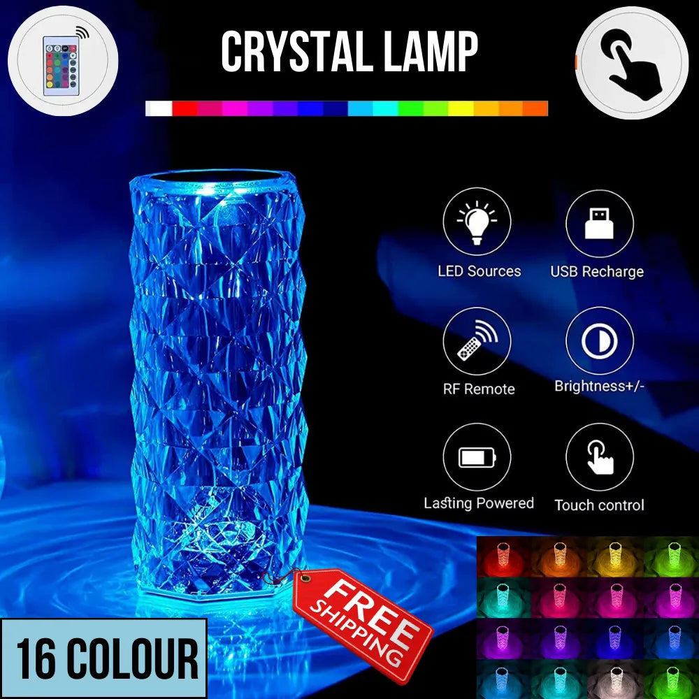 Rechargeable Diamond Rose Table Lamp with Wireless Remote