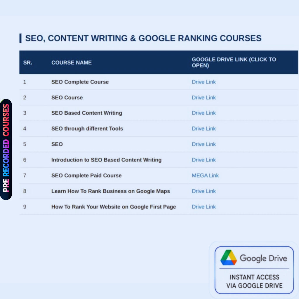 SEO & Google Ranking Courses + Free Gift (Freelancing & Spoken English Courses